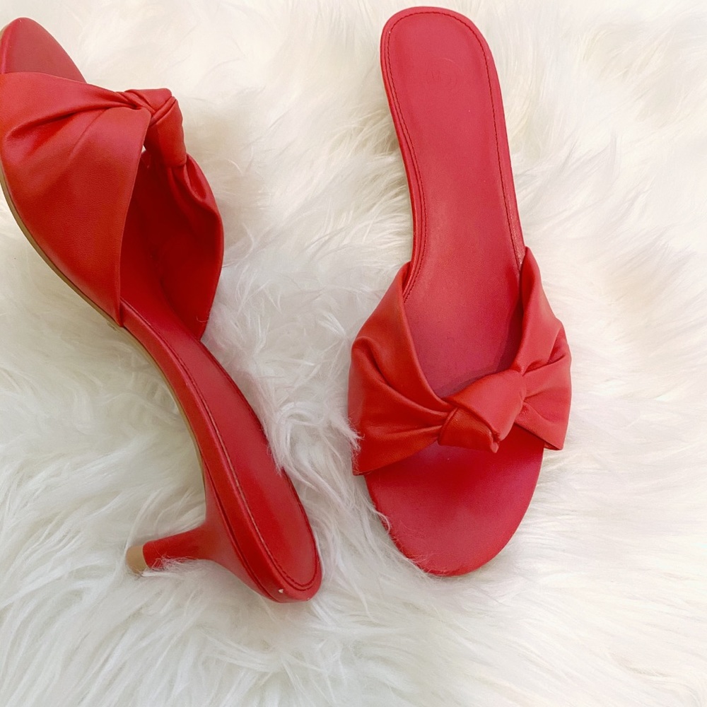 Red kitten heels